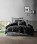 L'essentiel linge de maison Juego de funda de edredón individual Ranforce - Negro y Gris
